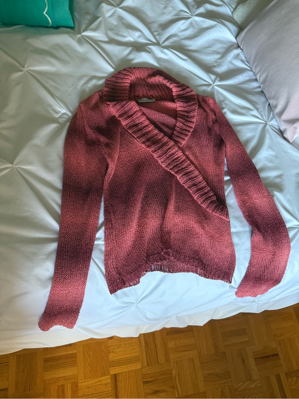 Women's Wrap-Style V-Neck Sweater - Rose